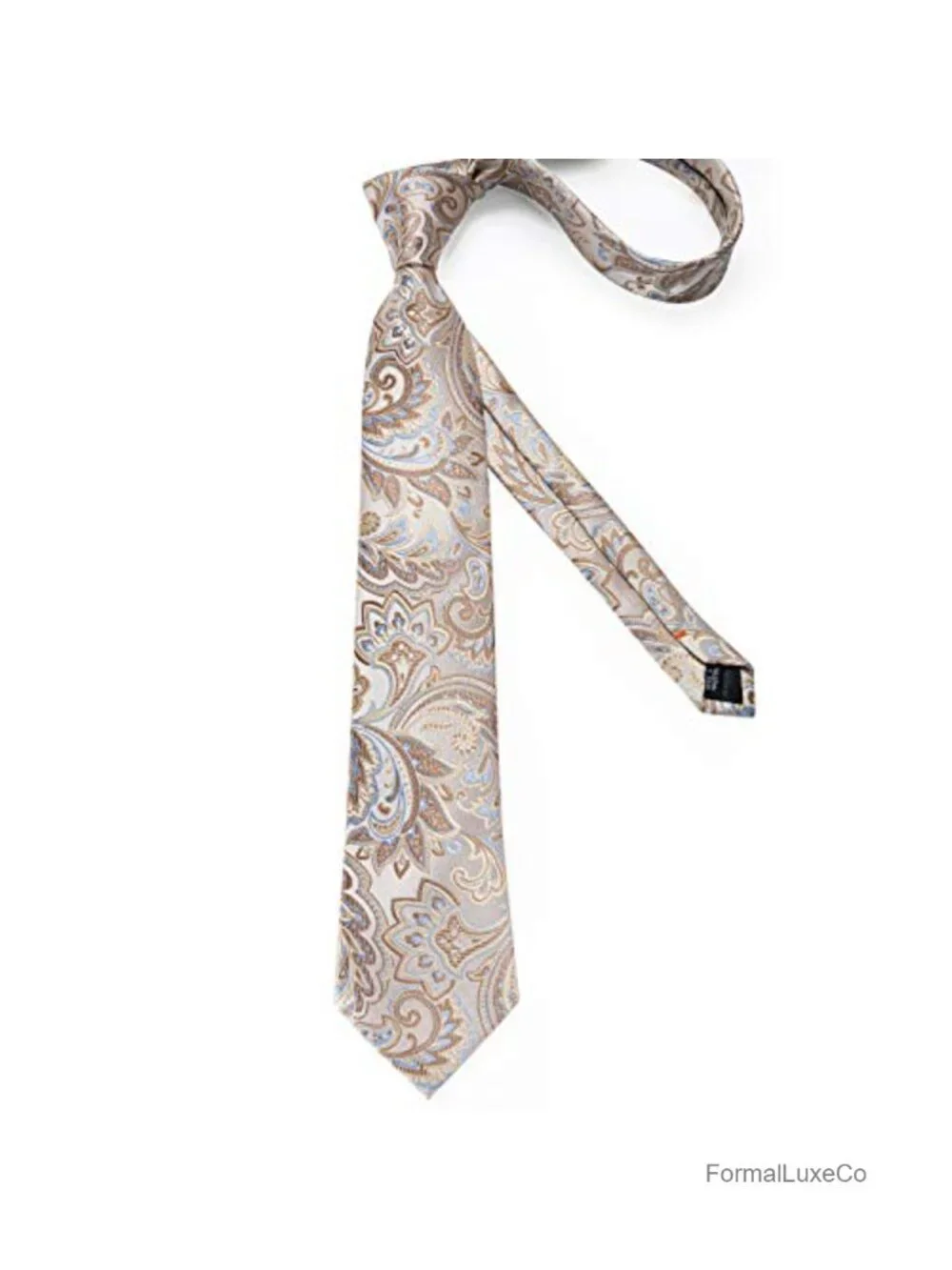 Silk Mens Tie Set with Pocket Square and Cufflinks Gift Box Formal